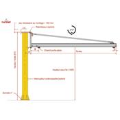 Potence sur fût triangulée à profil creux flèche aluminium